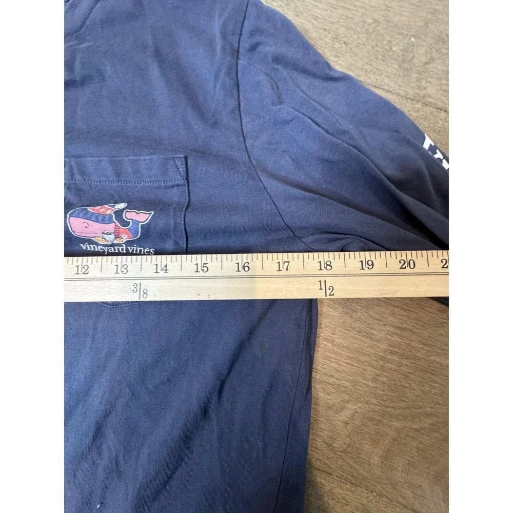 Vineyard‎ Vines Shirt Boys Large Blue Long Sleeve Pocket Whale Graphic